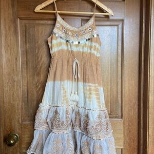 Bohemian Tan and Cream Dress